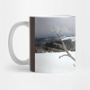 A snowstorm on a mountainside in Australia Mug